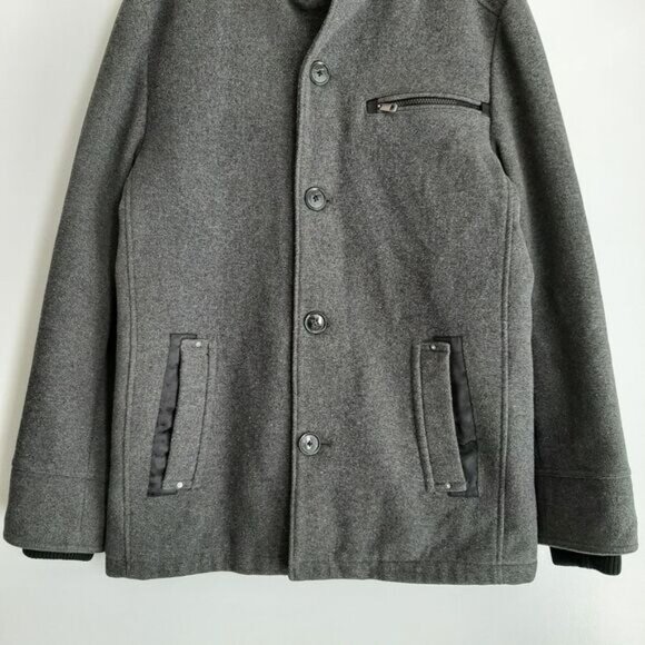 ESPRIT Wool Blend Jacket Coat Front Button & Zip-Up Closure Grey Men's XL - Picture 3 of 16